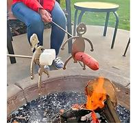 SAMLINSU 2Pcs Toasting Forks Stainless Steel Funny BBQ Skewers - Man and Woman Shaped Marshmallow Roasting Sticks with Wooden Handle for Camping Barbecue, Party