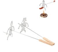 SAMLINSU 2Pcs Toasting Forks Stainless Steel Funny BBQ Skewers - Man and Woman Shaped Marshmallow Roasting Sticks with Wooden Handle for Camping Barbecue, Party (Toasting Forks)