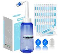 SAMLINSU Neti Pot Kit, Sinus Rinse Bottle 300ml, 40 Nasal Wash Salt Packets and Sticker Thermometer, Nose Wash Cleaner Pressure Rinse Nasal Irrigation for Adult & Kid BPA Free