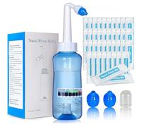 SAMLINSU Neti Pot Kit, Upgraded Automatic Sinus Rinse Bottle 300ml, 40 Nasal Wash Salt Packets and Sticker Thermometer, Nose Wash Cleaner Pressure Rinse Nasal Irrigation for Adult & Kid BPA Free