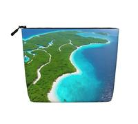 SamLng An island in the ocean Versatile Toiletry Organizer - Fake Hemp Makeup Bag â€“ Reusable Cosmetic Bag with Zipper Pouch, Black, One Size
