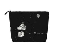SamLng Astronaut galaxy Versatile Toiletry Organizer - Fake Hemp Makeup Bag - Reusable Cosmetic Bag with Zipper Pouch, Black, One Size