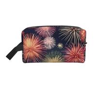 SamLng Beautiful Firework Print Travel Toiletry Bag - Cosmetic Makeup Pouch for Men and Women, Portable Organizer for Daily Use, White, One Size