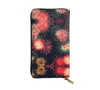 SamLng Beautiful Fireworks Print Leather Long Clutch Wallet for Women â€“ Fashionable, and Lightweight Waterproof Leather Wallet, Black, One Size