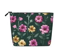 SamLng Beautiful purple flowers Versatile Toiletry Organizer - Fake Hemp Makeup Bag â€“ Reusable Cosmetic Bag with Zipper Pouch, Black, One Size