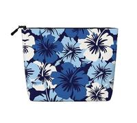 SamLng Blue hibiscus Versatile Toiletry Organizer - Fake Hemp Makeup Bag - Reusable Cosmetic Bag with Zipper Pouch, Black, One Size