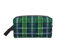 SamLng Blue Scottish Tartan Print Travel Toiletry Bag - Cosmetic Makeup Pouch for Men and Women, Portable Organizer for Daily Use, White, One Size
