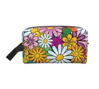 SamLng Cartoon cute flowers Print Travel Toiletry Bag - Cosmetic Makeup Pouch for Men and Women, Portable Organizer for Daily Use, White, One Size