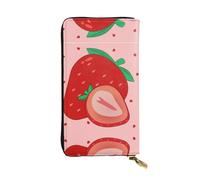 SamLng Cartoon Strawberry Print Leather Long Clutch Wallet â€“ Personalized, Comfortable & Lightweight with Card Holder, Coin Pocket