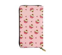 SamLng Cherry Cake Print Leather Long Clutch Wallet â€“ Personalized, Comfortable & Lightweight with Card Holder, Coin Pocket