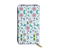 SamLng Colored Doodle Flowers Print Leather Long Clutch Wallet for Women – Fashionable, and Lightweight Waterproof Leather Wallet, Black, One Size