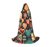 SamLng Colorful hearts Hooded Cloak - Role-Play Costume for Teens, Suitable for Cosplay, Christmas, Halloween, Easter, Carnival