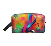 SamLng Colorful Musical Note Print Travel Toiletry Bag - Cosmetic Makeup Pouch for Men and Women, Portable Organizer for Daily Use, White, One Size
