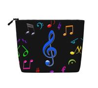 SamLng Colourful pentatonic music Versatile Toiletry Organizer - Fake Hemp Makeup Bag - Reusable Cosmetic Bag with Zipper Pouch, Black, One Size