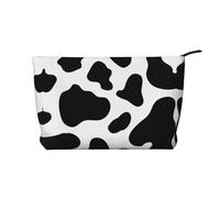 SamLng Cow spot Corduroy Makeup Bag - Zippered Cosmetic and Toiletry Organizer â€“ Practical Pouch for Women's Makeup, Black, One Size
