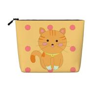 SamLng cute cartoon kitten Versatile Toiletry Organizer - Fake Hemp Makeup Bag â€“ Reusable Cosmetic Bag with Zipper Pouch, Black, One Size