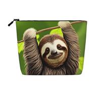 SamLng Cute Sloth Versatile Toiletry Organizer - Fake Hemp Makeup Bag â€“ Reusable Cosmetic Bag with Zipper Pouch, Black, One Size