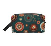 SamLng Ethnic Circles Floral Pattern Print Travel Toiletry Bag - Cosmetic Makeup Pouch for Men and Women, Portable Organizer for Daily Use, White, One Size