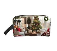 SamLng Farmhouse Christmas Print Travel Toiletry Bag - Cosmetic Makeup Pouch for Men and Women, Portable Organizer for Daily Use, White, One Size