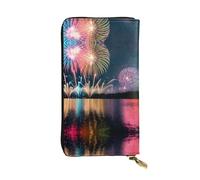 SamLng Fireworks Print Leather Long Clutch Wallet for Women – Fashionable, and Lightweight Waterproof Leather Wallet, Black, One Size