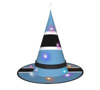 SamLng Flag of Botswana Witch Hat - Halloween Costume Accessories for Party, Masquerade & Ladies Cosplay Dress - LED Light Cap