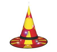 SamLng Flag of Northern Macedonia Witch Hat - Halloween Costume Accessories for Party, Masquerade & Ladies Cosplay Dress - LED Light Cap