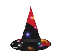SamLng Flag of Papua New Guinea Witch Hat - Halloween Costume Accessories for Party, Masquerade & Ladies Cosplay Dress - LED Light Cap