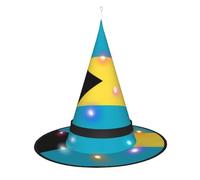 SamLng Flag of the Bahamas Witch Hat - Halloween Costume Accessories for Party, Masquerade & Ladies Cosplay Dress - LED Light Cap