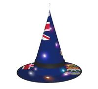 SamLng Flag of the Cayman Islands Witch Hat - Halloween Costume Accessories for Party, Masquerade & Ladies Cosplay Dress - LED Light Cap