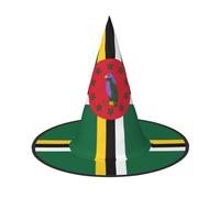 SamLng Flag of the Commonwealth of Dominica Halloween Witch Hat for Adults - Party Hat for Masquerade, Carnival, Cosplay - Pointed Horn Decoration Cap