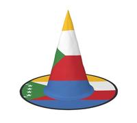 SamLng Flag of the Comoros Halloween Witch Hat for Adults - Party Hat for Masquerade, Carnival, Cosplay - Pointed Horn Decoration Cap