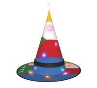 SamLng Flag of the Comoros Witch Hat - Halloween Costume Accessories for Party, Masquerade & Ladies Cosplay Dress - LED Light Cap