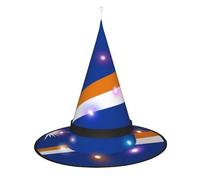 SamLng Flag of the Marshall Islands Witch Hat - Halloween Costume Accessories for Party, Masquerade & Ladies Cosplay Dress - LED Light Cap