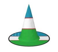 SamLng Flag of the Republic of Uzbekistan Halloween Witch Hat for Adults - Party Hat for Masquerade, Carnival, Cosplay - Pointed Horn Decoration Cap