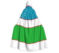 SamLng Flag of the Republic of Uzbekistan Hooded Cloak Adult – Universal Role Play Costume, Cosplay Cape Robe – Perfect for Halloween, Easter, Carnival