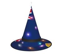 SamLng Flag of the Turks and Caicos Islands Witch Hat - Halloween Costume Accessories for Party, Masquerade & Ladies Cosplay Dress - LED Light Cap