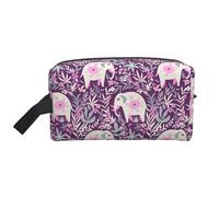 SamLng flower-elephant Print Travel Toiletry Bag - Cosmetic Makeup Pouch for Men and Women, Portable Organizer for Daily Use, White, One Size