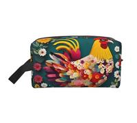 SamLng Flower heart chicken Print Travel Toiletry Bag - Cosmetic Makeup Pouch for Men and Women, Portable Organizer for Daily Use, White, One Size