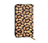 SamLng Fun Food Hot Dogs Print Leather Long Clutch Wallet for Women – Fashionable, and Lightweight Waterproof Leather Wallet, Black, One Size