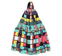 SamLng Geometric patterns Hooded Cloak for Adults â€“ Comfortable and Durable Hooded Cape for Halloween, Easter, Carnival, Christmas