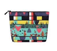 SamLng Geometric patterns Versatile Toiletry Organizer - Fake Hemp Makeup Bag â€“ Reusable Cosmetic Bag with Zipper Pouch, Black, One Size