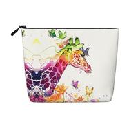 SamLng Giraffes Butterfly Versatile Toiletry Organizer - Fake Hemp Makeup Bag - Reusable Cosmetic Bag with Zipper Pouch, Black, One Size
