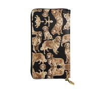 SamLng Golden Retrievers Print Leather Long Clutch Wallet for Women â€“ Fashionable, and Lightweight Waterproof Leather Wallet, Black, One Size