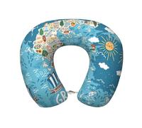SamLng Greece Map Memory Foam Travel Pillow - Neck Support for Home, and Office - Perfect for Resting, Driving, and Leisure