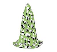 SamLng Green background panda Hooded Cloak - Role-Play Costume for Teens, Suitable for Cosplay, Christmas, Halloween, Easter, Carnival