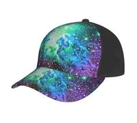 SamLng Green Blue Purple Galaxy Print Baseball Cap for Men and Women - Breathable Personalized Hat for Fitness, Running, Beach Vacation