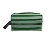 SamLng Green Striped Print Travel Toiletry Bag - Cosmetic Makeup Pouch for Men and Women, Portable Organizer for Daily Use, White, One Size