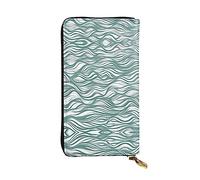 SamLng Green Wavy Stripe Print Leather Long Clutch Wallet â€“ Personalized, Comfortable & Lightweight with Card Holder, Coin Pocket