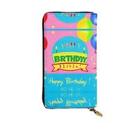 SamLng Happy Birthday Balloon Print Leather Long Clutch Wallet â€“ Personalized, Comfortable & Lightweight with Card Holder, Coin Pocket