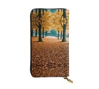 SamLng Hello Autumn Print Leather Long Clutch Wallet for Women â€“ Fashionable, and Lightweight Waterproof Leather Wallet, Black, One Size